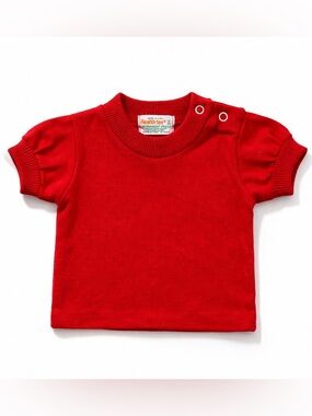 Vintage Health-Tex Baby Red Top 12 Months Made in USA Snap Shoulder Retro